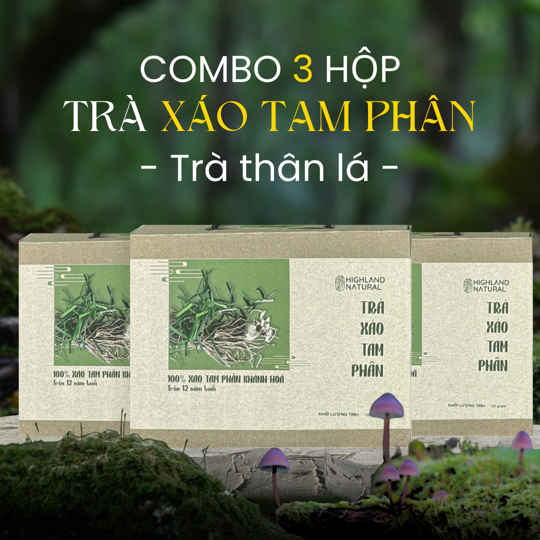 [COMBO 3 HỘP] Trà thân, lá xáo tam phân 100G